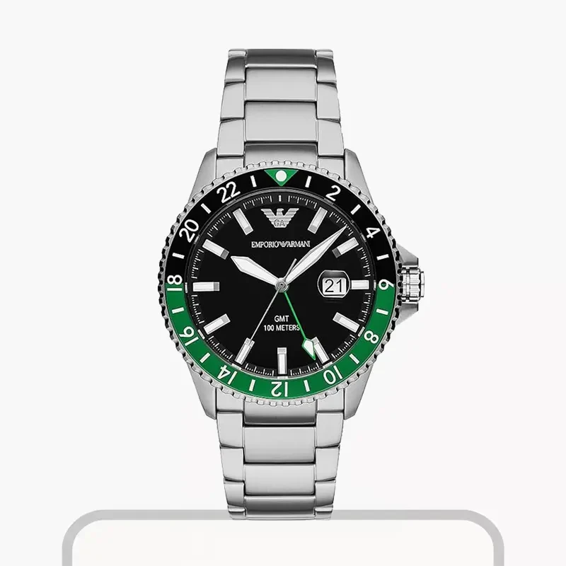 Emporio Armani Sea Explorer Diver GMT 'Batman' Men's Watch- AR11589